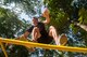 Tech. Sgt. Justin B. Gielski balances on a set of bars he built in the backyard of his home in Medford, N.J.,  as he trains to compete on the TV show “American Ninja Warrior” Aug. 21, 2015. Gielski placed fifth in the all-military city final on the TV show and advanced to the finals in Las Vegas. Gielski is a loadmaster with the 150th Special Operations Squadron, 108th Wing, New Jersey Air National Guard, located at Joint Base McGuire-Dix-Lakehurst, N.J. (U.S. Air National Guard photo by Master Sgt. Mark C. Olsen/Released)