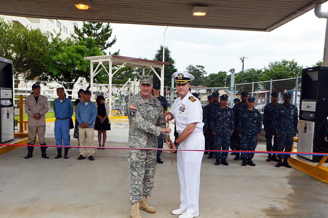 Naval Supply Systems Command (NAVSUP) Fleet Logistic Center (FLC) Yokosuka, Site Atsugi fuel department personnel conducted a ribbon cutting ceremony Jul. 23 re-opening the government gas station onboard Naval Air Facility Atsugi.