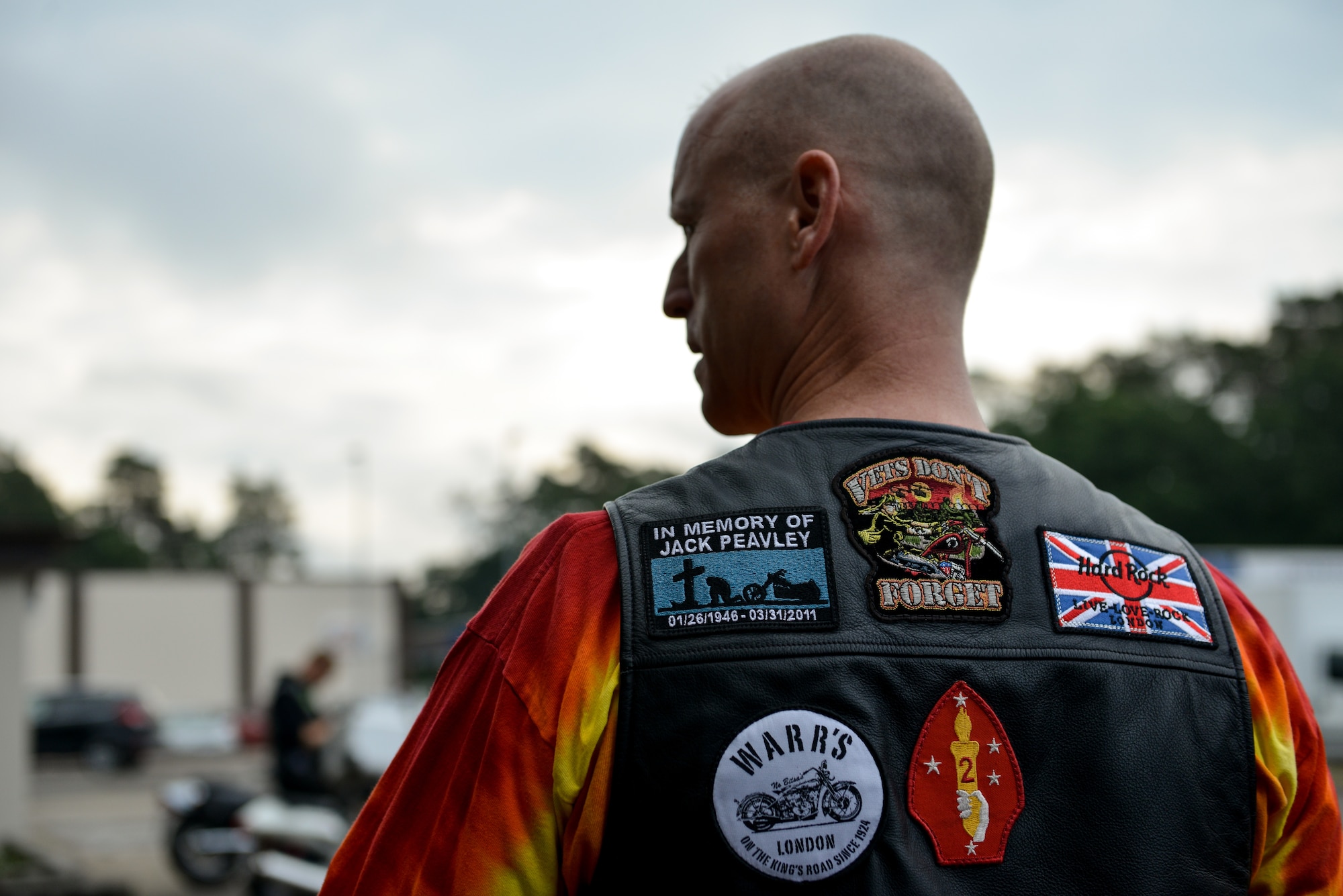 Master Sgt. Jay Peavley, 435th Contingency Response Support Squadron first sergeant, waits for the start of a motorcycle mentor ride Aug. 15, 2015, at Ramstein Air Base, Germany.  Airmen assigned to the 435th CRG came together to ride in the local area to show newcomers what it’s like behind the handlebars on German roads. (U.S. Air Force photo/Senior Airman Nicole Sikorski) 