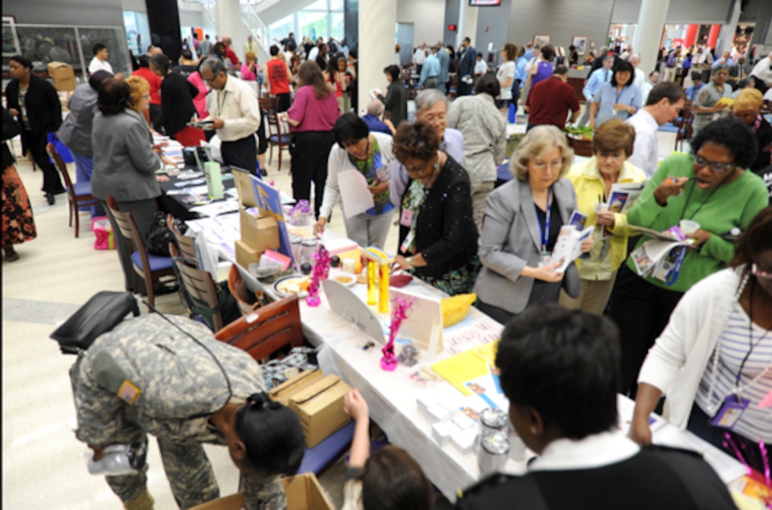 FORT BELVOIR, Va. (May 13, 2015) McNamara Headquarters Complex employees learn about taking charge of their personal fitness and well-being from a variety of health and fitness experts during the 10th annual Health and Safety Exposition, hosted by the Defense Logistics Agency's Installation Support Morale, Welfare Recreation Program. 