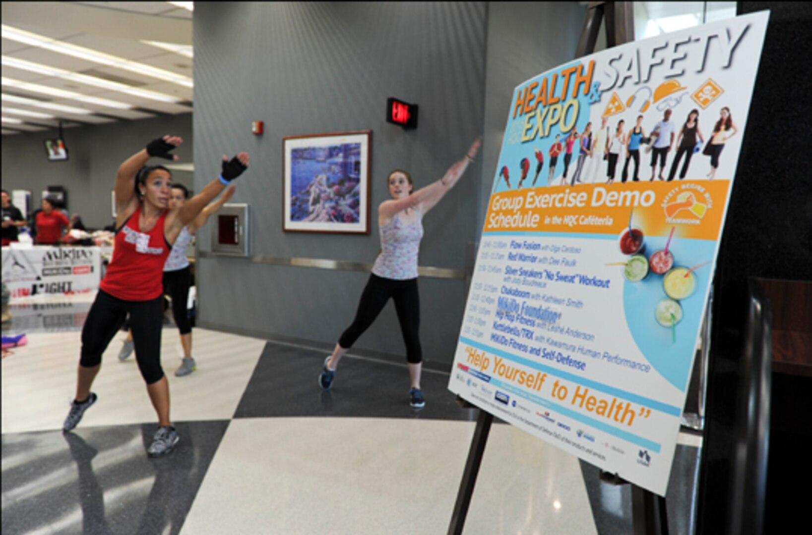 FORT BELVOIR, Va. (May 13, 2015) McNamara Headquarters Complex employees learn about taking charge of their personal fitness and well-being from a variety of health and fitness experts during the 10th annual Health and Safety Exposition, hosted by the Defense Logistics Agency's Installation Support Morale, Welfare Recreation Program. 