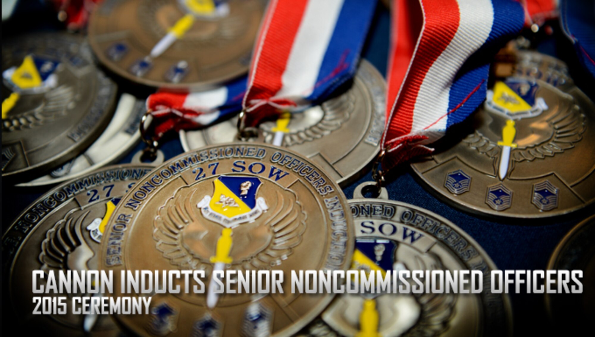 Cannon embraced its newest master sergeant selects as they ascended into the upper-most tier of Air Force enlisted leadership during the Senior Noncommissioned Officer Induction Ceremony Aug. 21, 2015 at the Landing Zone at Cannon Air Force Base, N.M. The purpose of the SNCO Induction Ceremony is to formally recognize senior noncommissioned officers for their achievements and provide newly selected master sergeants with a comprehensive view of their increased operational responsibilities. (U.S. Air Force graphic/ Staff Sgt. Matthew Plew)