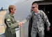 Col. Kristin Goodwin, 2nd Bomb Wing commander, welcomes home Staff Sgt. Michael James, 2nd Munitions Squadron munitions operation supervisor, after a six-month deployment to Guam, at Barksdale Air Force Base, La., Aug. 24, 2015. Air Force Global Strike Command's deployment of long-range heavy bombers to Andersen Air Force Base, demonstrates a continuing commitment to the Indo-Asia-Pacific region stability and security. James is a native of Batavia, Ohio. (U.S. Air Force photo/Airman 1st Class Mozer O. Da Cunha)