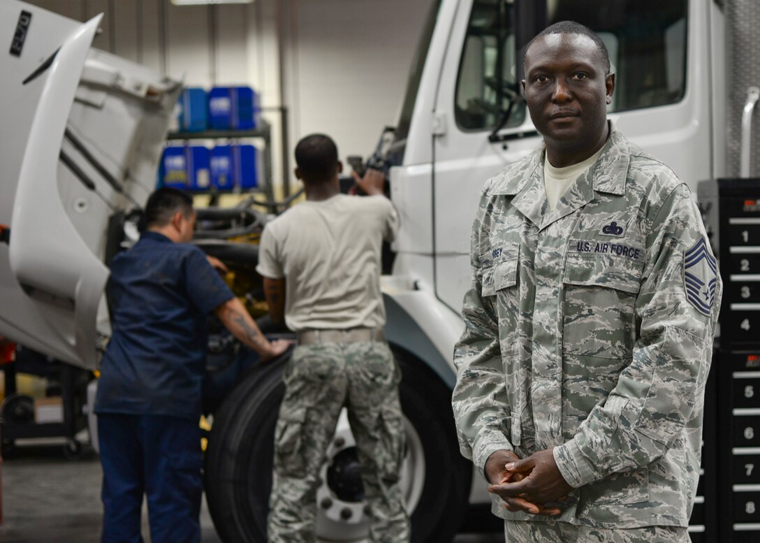Chief Master Sgt. Freddie Dorsey, 28th Logistics Readiness Squadron superintendent, serves as a key leader and holds a distinctive role in the Air Force. With his career experience and knowledge, Dorsey is able to provide mentorship, helping to develop Airmen into enlisted leaders of the future. (U.S. Air Force photo by Senior Airman Anania Tekurio/Released)   