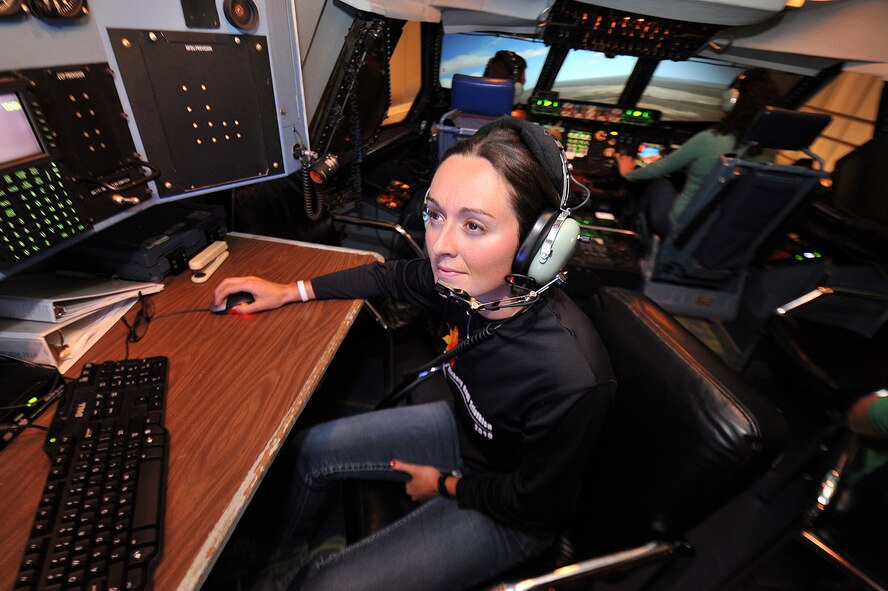 Emile Summer, 402nd Software Maintenance Squadron electronic engineer, runs the custom navigation section during a simulated mission in the Warner Robins Air Logistics Complex C-5 System Integration Lab. The 402nd Software Maintenance Group has been tasked by the C-5 System Program Office with updating the SIL with installation of a new Core Mission Computer and Color Weather Radar. The tasking is in support of an effort by Lockheed Martin Corp. under the direction of the SPO to develop upgrades to the CMC and CWR systems as part of a long-term program to extend the life of the Air Force C-5 fleet beyond 2040. (U.S. Air Force photo/Tommie Horton) 