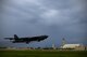 A B-52 Stratofortress assigned to the 20th Expeditionary Bomb Squadron takes off on the flightline Aug. 22, 2015, at Andersen Air Force Base, Guam. Bomber crews with the 20th EBS are part of U.S. Pacific Command’s continuous bomber presence and support ongoing operations in the Indo-Asia-Pacific region. (U.S. Air Force photo by Staff Sgt. Alexander W. Riedel/Released)