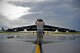 A B-52 Stratofortress crew chief assigned to the 20th Expeditionary Aircraft Maintenance Squadron marshals his aircraft on the flightline Aug. 22, 2015, at Andersen Air Force Base, Guam. Bomber crews with the 20th Expeditionary Bomb Squadron are part of U.S. Pacific Command’s continuous bomber presence and support ongoing operations in the Indo-Asia-Pacific region. (U.S. Air Force photo by Staff Sgt. Alexander W. Riedel/Released)