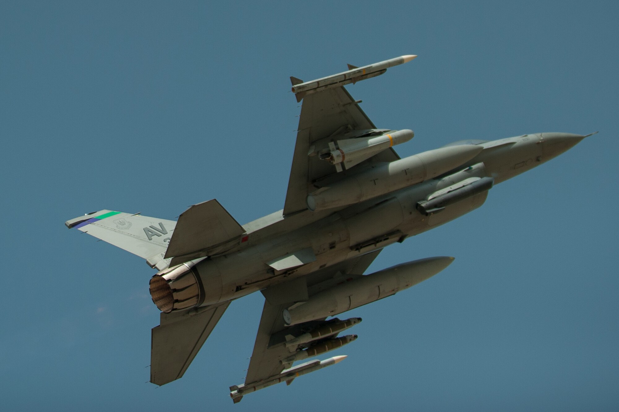 A U.S. Air Force F-16 Fighting Falcon aircraft assigned to the 555th Expeditionary Fighter Squadron takes off on a combat sortie from Bagram Airfield, Afghanistan, Aug 24, 2015. The F-16 is a multi-role fighter aircraft that is highly maneuverable and has proven itself in air-to-air and air-to-ground combat. (U.S. Air Force photo by Tech. Sgt. Joseph Swafford/Released)