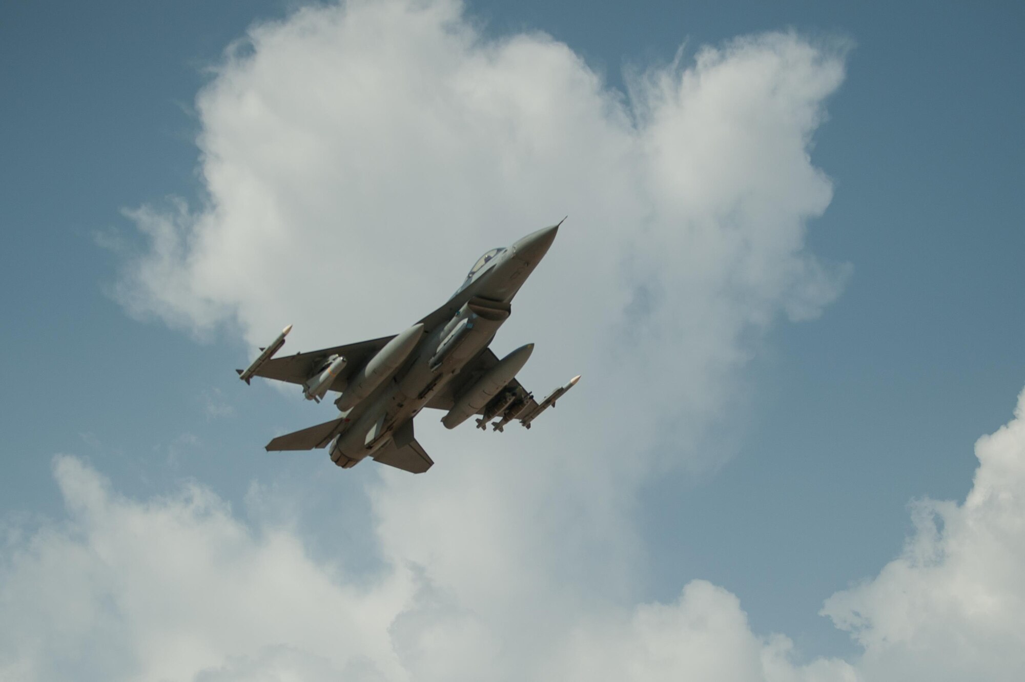 A U.S. Air Force F-16 Fighting Falcon aircraft assigned to the 555th Expeditionary Fighter Squadron takes off on a combat sortie from Bagram Airfield, Afghanistan, Aug 24, 2015. The F-16 is a multi-role fighter aircraft that is highly maneuverable and has proven itself in air-to-air and air-to-ground combat. (U.S. Air Force photo by Tech. Sgt. Joseph Swafford/Released)
