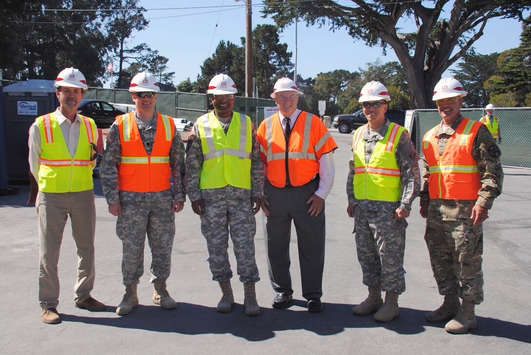 Arijs Rakstins, chief of programs and project management, USACE San Francisco District; LTC John C. Morrow, commander, USACE San Francisco District;  LTG Thomas P. Bostick, commanding general and chief of engineers USACE; Rep. Sam Farr (CA-20); BG Mark Toy, commander USACE South Pacific Division; and COL Paul Fellinger, US Army garrison commander, Presidio of Monterey at the Presidio of Monterey.  
