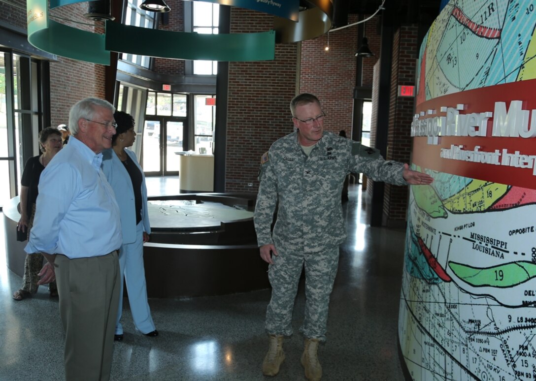 Commander of the Vicksburg District Col. John Cross and the Chief of Programs and Project Management Pat Hemphill escorted Senator Roger Wicker through the Lower Mississippi River Museum recently.