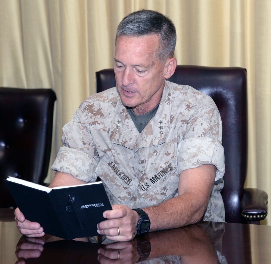 Lt. Gen. William M. Faulkner, deputy commandant, Installations and Logistics, Washington, D.C., visited Marine Corps Logistics Base Albany, Aug. 25, for a farewell tour. He also visited Marine Corps Logistics Command. During his visit with base officials and department directors, Faulkner recognized some key Marines and civilian-Marines for their efforts and encouraged the command to continue the great initiatives that have been established, specifically safety and energy achievements. He also highlighted the great partnerships and mutually beneficial relationships the installation shares with the Albany community as well as the Southwest Georgia region. Faulkner will retire soon from the Marine Corps and was appreciative of having the opportunity to visit the command one last time.