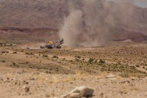 U.S. Marines with Company C, 1st Battalion, 7th Marine Regiment, conduct fire integration support team (FiST) exercise as a part of Large Scale Exercise (LSE) at Marine Corps Air Ground Combat Center Twentynine Palms, Calif., Aug. 16, 2015. LSE is a joint forces exercise conducted at the brigade level designed to enable live, virtual, and constructive training for participating units and allows participating nations to strengthen partnerships and their ability to operate together. (U.S. Marine Corps photo by Lance Cpl. Clarence A. Leake/Released)