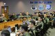 Air Component Command senior leadership holds a teleconference with various commands involved in exercise Ulchi Freedom Guardian Aug. 25, 2015, in the Hardened Theater Air Control Center, Osan Air Base, Republic of Korea. UFG is a routine and defense-oriented exercise, designed to improve the alliance's ability to defend South Korea by training service members while exercising senior leaders' decision-making capabilities. (U.S. Air Force photo/Airman 1st Class John Linzmeier)