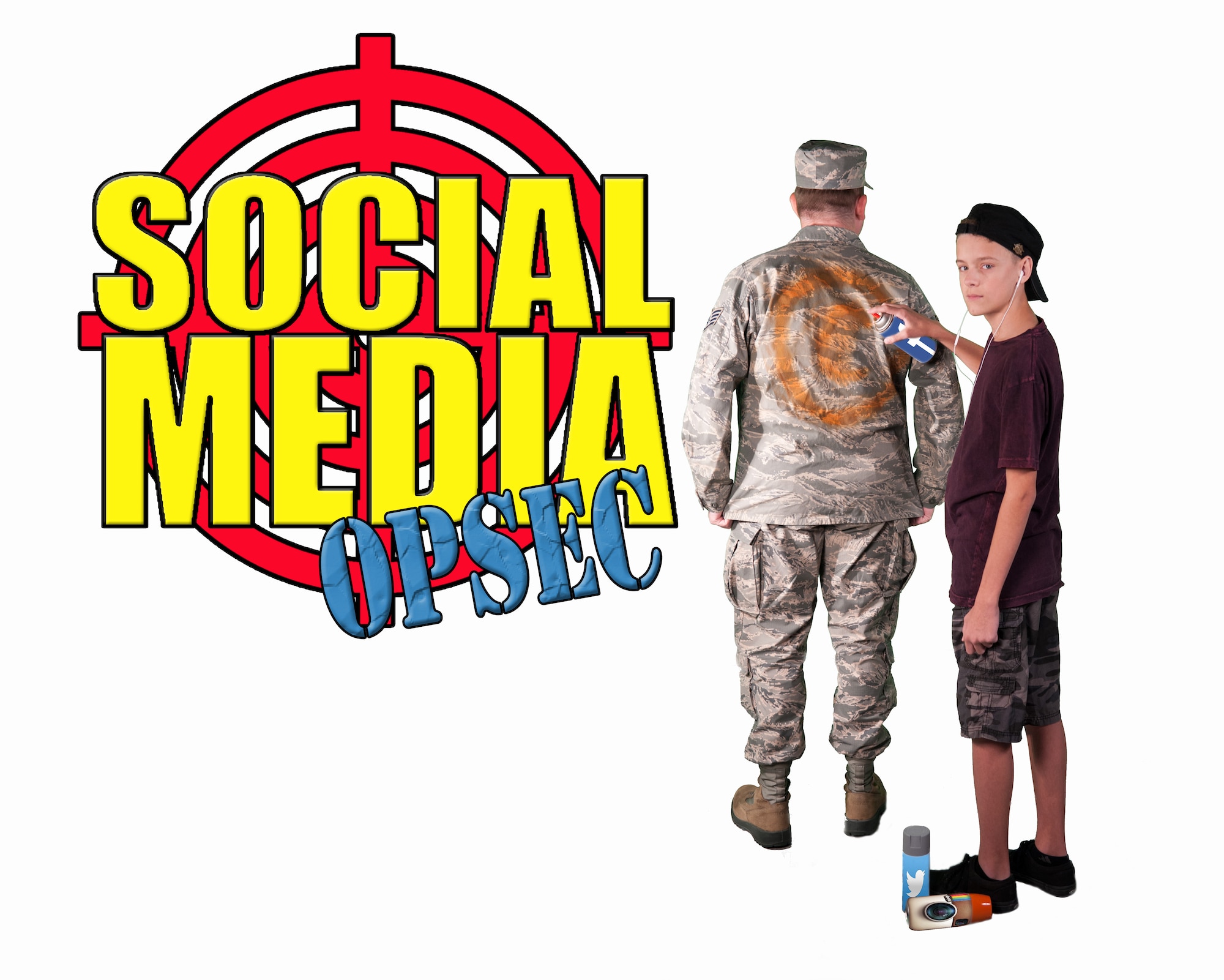 Poor social media OPSEC practices can paint a target on your military loved
one's back. Using a strong password and privacy settings on your personal
social media accounts can go a long way in protecting yourself and your
family. (U.S. Air Force photo illustration by Airman 1st Class Corey Pettis,
Tech. Sgt. Alexy Saltekoff and Master Sgt. Jason W. Edwards/released)
