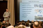 DLA Director Air Force Lt. Gen. Andy Busch leads his first town hall with the DLA Distribution workforce May 11. 