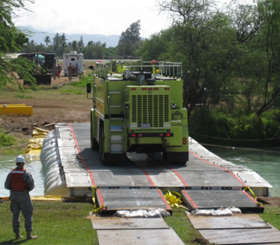 LMCS used to by-pass damaged bridge during Simulated Disaster Relief Operations on Hickam AFB in Hawaii (2009).