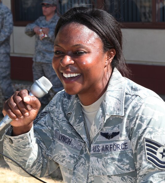 TRAVIS AIR FORCE BASE, Calif. -- Leaders from the 349th Air Mobility Wing took turns in the dunk tank Aug. 22, 2015 at Travis Air Force Base, Cailf., to promote esprit de corps and raise money for Airmen recognition activities.  (U.S. Air Force photo/Lt. Col. Robert Couse-Baker)