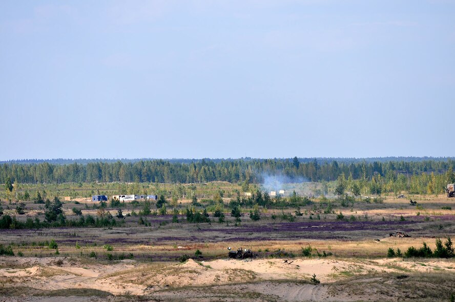 Adazi airfield where a range training exercise, part of Operation Atlantic Resolve, took place Aug. 24.  U.S. Air Force Reserve and Air National Guard units trained with the Latvian military on ground maneuvers using close air support from A-10 Thunderbolt IIs out of the 442d Fighter Wing at Whiteman Air Force Base, Mo. (U.S. Air Force photo by Capt. Denise Haeussler)