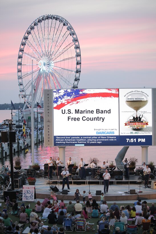 On Aug. 29, 2015, Free Country performed at National Harbor in Maryland. (U.S. Marine Corps photo by Master Sgt. Kristin duBois/released)
