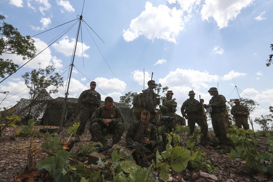 U.S. Marines with Marine Rotational Force – Darwin and Australian soldiers with the Australian Defence Force participate in a fire support coordination exercise Aug. 25 during Exercise Crocodile Strike at Mount Bundey Training Area, Northern Territory, Australia. Marines with MRF-D participated in bilateral training with the ADF for two weeks, including dry and live-fire exercises with air and ground elements. The rotational deployment of U.S. Marines affords an unprecedented combined training opportunity with our Australian allies and improves interoperability between our forces.