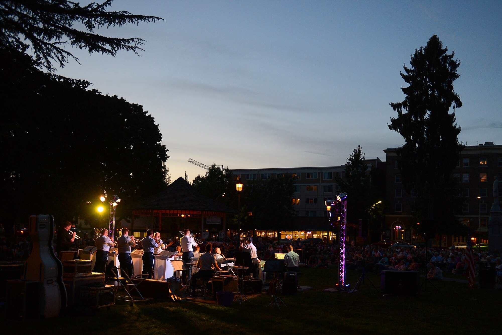 The Air Force Band of the Golden West’s jazz ensemble, The Commanders, perform August 26, 2015, in Olympia, Wash. The Commanders are stationed out of Travis Air Force Base, Calif., performed at several locations throughout the Puget Sound area and northern Oregon. (U.S. Air Force photo\ Staff Sgt. Tim Chacon)