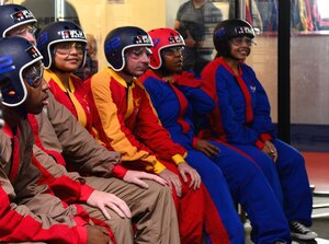 U.S. Service members from Joint Base Langley-Eustis participate in a Recharge for Resiliency event at iFly Indoor Skydiving in Virginia Beach, Va., Aug 21, 2015. In addition to the iFly visit the Recharge for Resiliency program also has a four-day trip to Myrtle Beach, South Carolina, Rafting the James trip and the Air Force Team Cohesion Challenge planned for September 2015.  (U.S. Air Force photo by Airmen 1st Class Derek Seifert/ Released) 