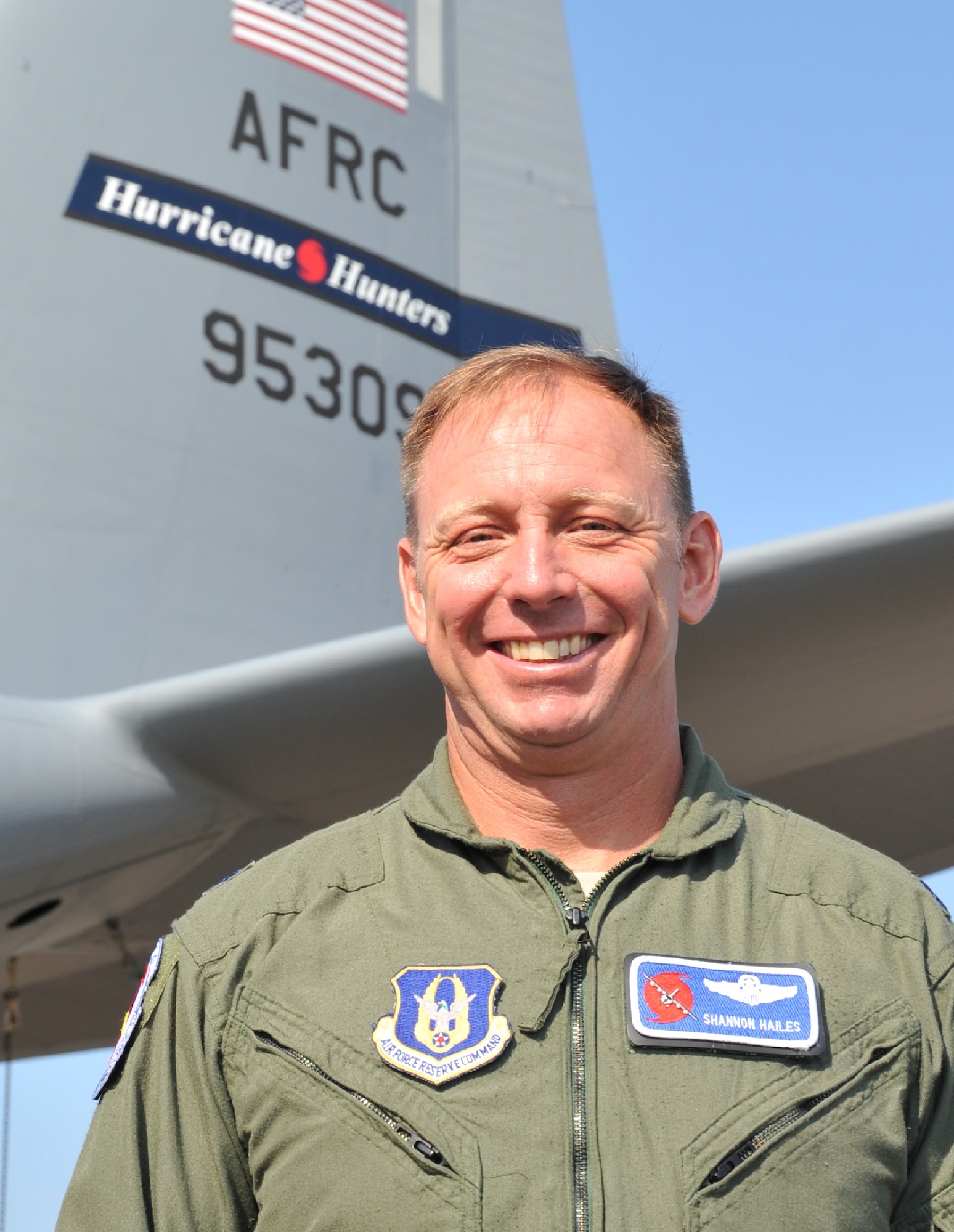 Lt. Col. Shannon Hailes, 815th Airlift Squadron director of operations, flew Hurricane Katrina in 2005 when he was a pilot with the 53rd Weather Reconnaissance Squadron, 403rd Wing, Keesler Air Force Base, Mississippi. (U.S. Air Force photo/Maj. Marnee A.C. Losurdo)