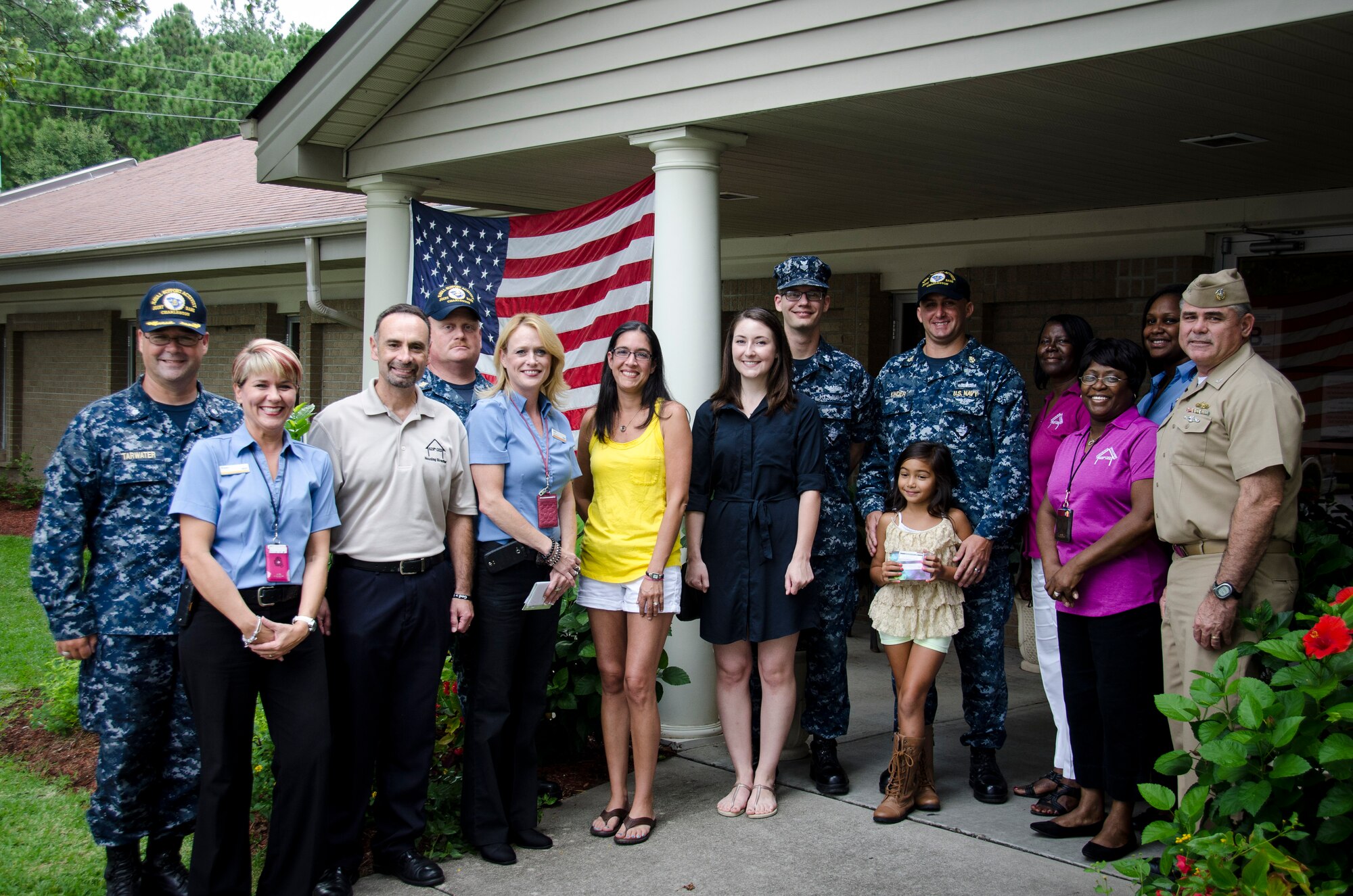 Joint Base Charleston leadership and Balfour Beatty Communities management present military housing resident’s awards, August 27, 2015 at Joint Base Charleston – Weapons Station, S.C. To be eligible for the awards, housing residents completed the annual customer-service feedback forms.  (U.S. Air Force photo/Staff Sgt. AJ Hyatt)