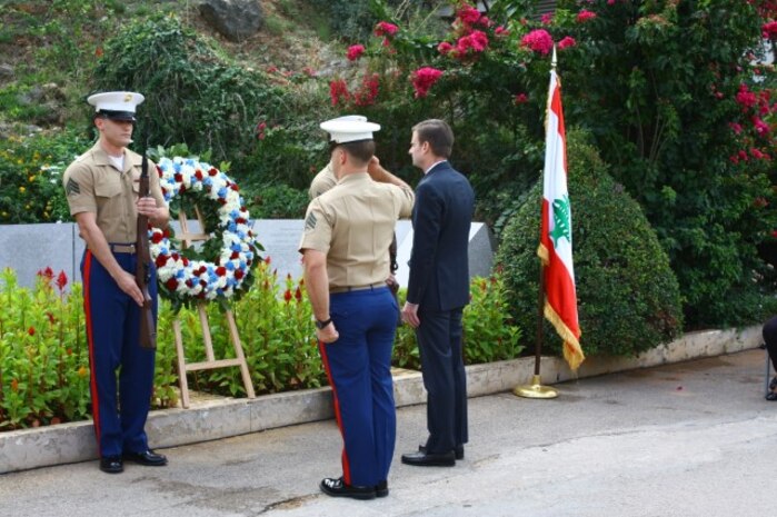 Wreath Laying Ceremony held at the Beirut Embassy in remembrance of the barracks bombings that took place on October 23, 1983.