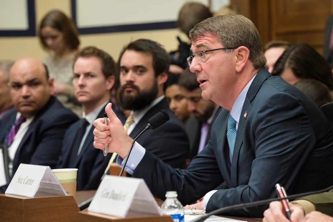 Defense Secretary Ash Carter testifies at a House Armed Services Committee hearing in Washington, D.C., Dec. 1, 2015. DoD photo by Army Staff Sgt. Sean Harp