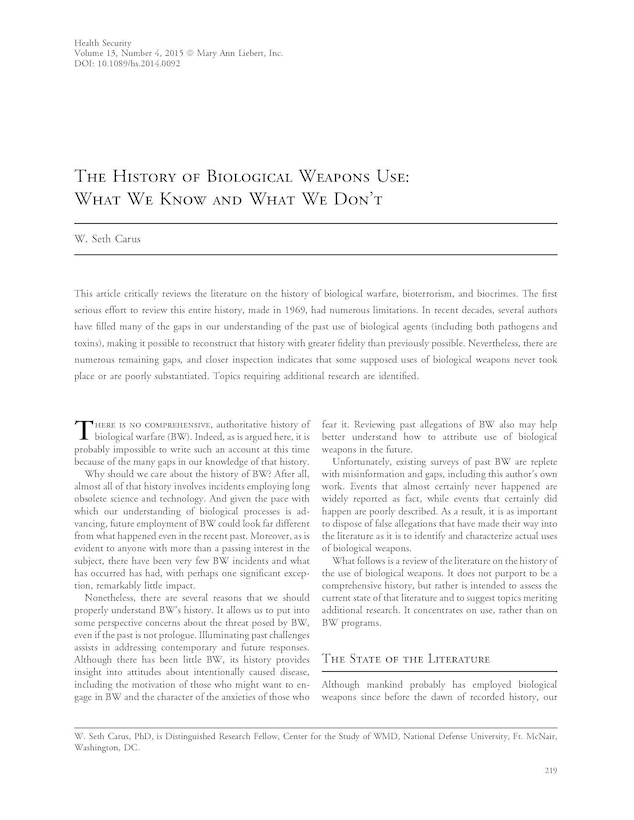 The History of Biological Weapons Use