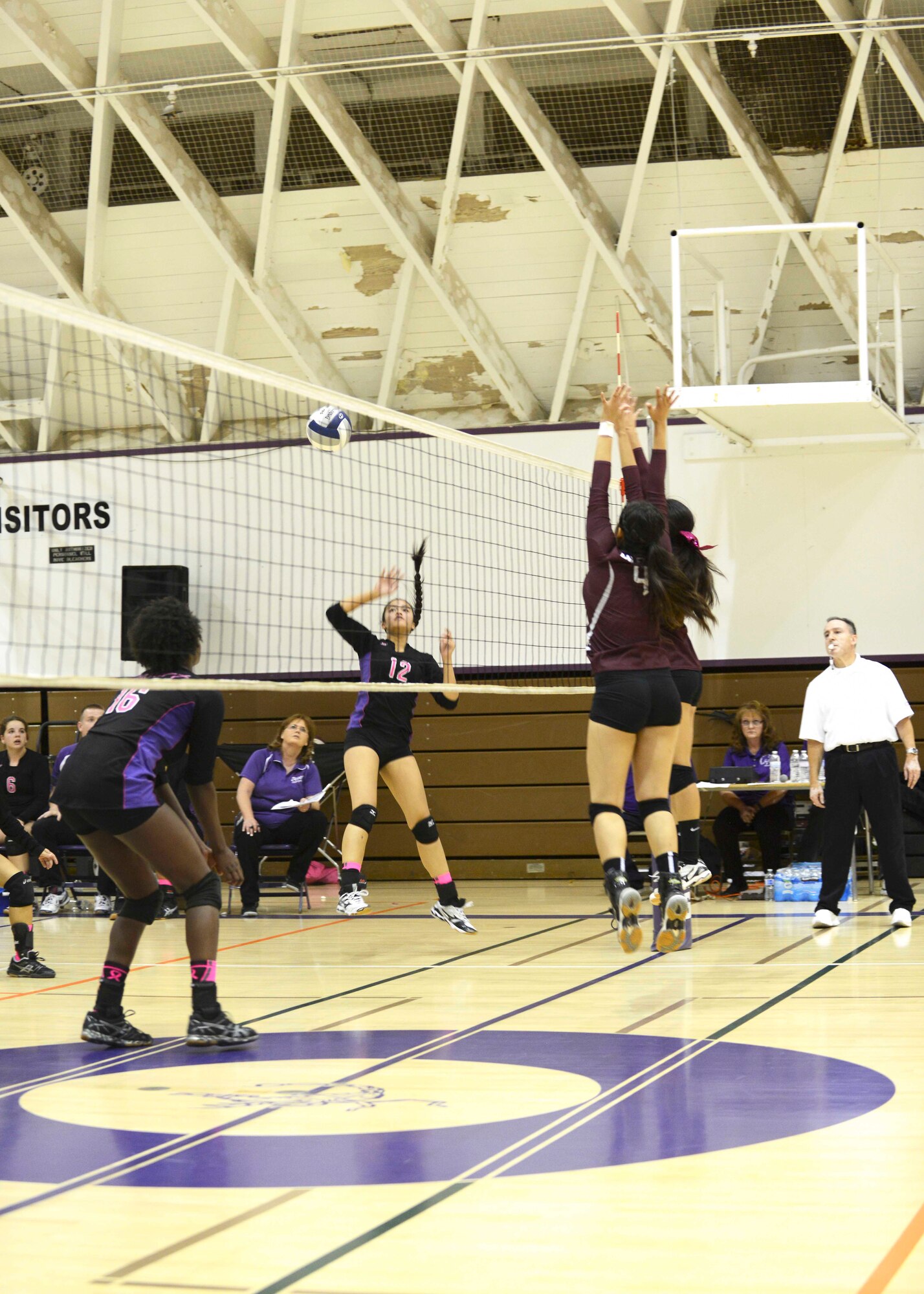 The Desert High School girls volleyball team defeated Bakersfield Christian 25-19, 25-19, 18-25, 25-20 at home Nov. 24 to move on to the Southern California Division IV Regional Finals where they lost to Santa Barbara's Laguna Blanca High School Dec. 1. (U.S. Air Force photo by Jet Fabara)