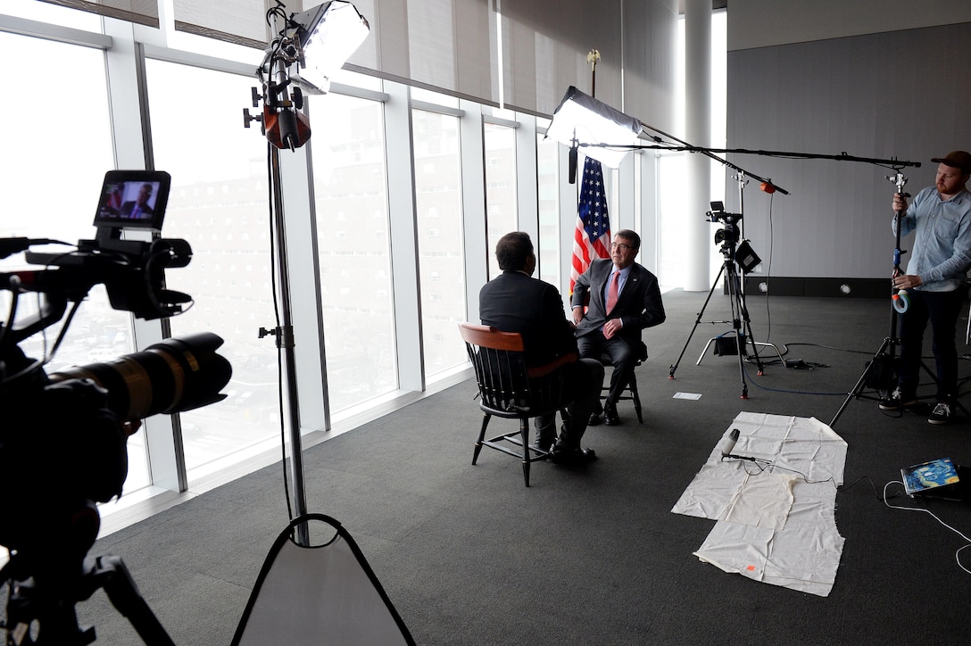 Defense Secretary Ash Carter sits down for an interview in Boston, Mass., Dec. 2, 2015. DoD photo by Army Sgt. 1st Class Clydell Kinchen