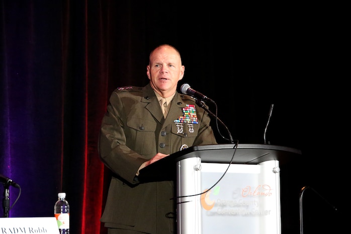 Gen. Robert Neller, commandant of the Marine Corps, gives the keynote address Dec. 2 at the Interservice/Industry Training, Simulation and Education Conference in Orlando, Florida. Neller, along with other Marine Corps leaders, participated on a panel entitled, “Forging the Future of Marine Corps Training.” 
