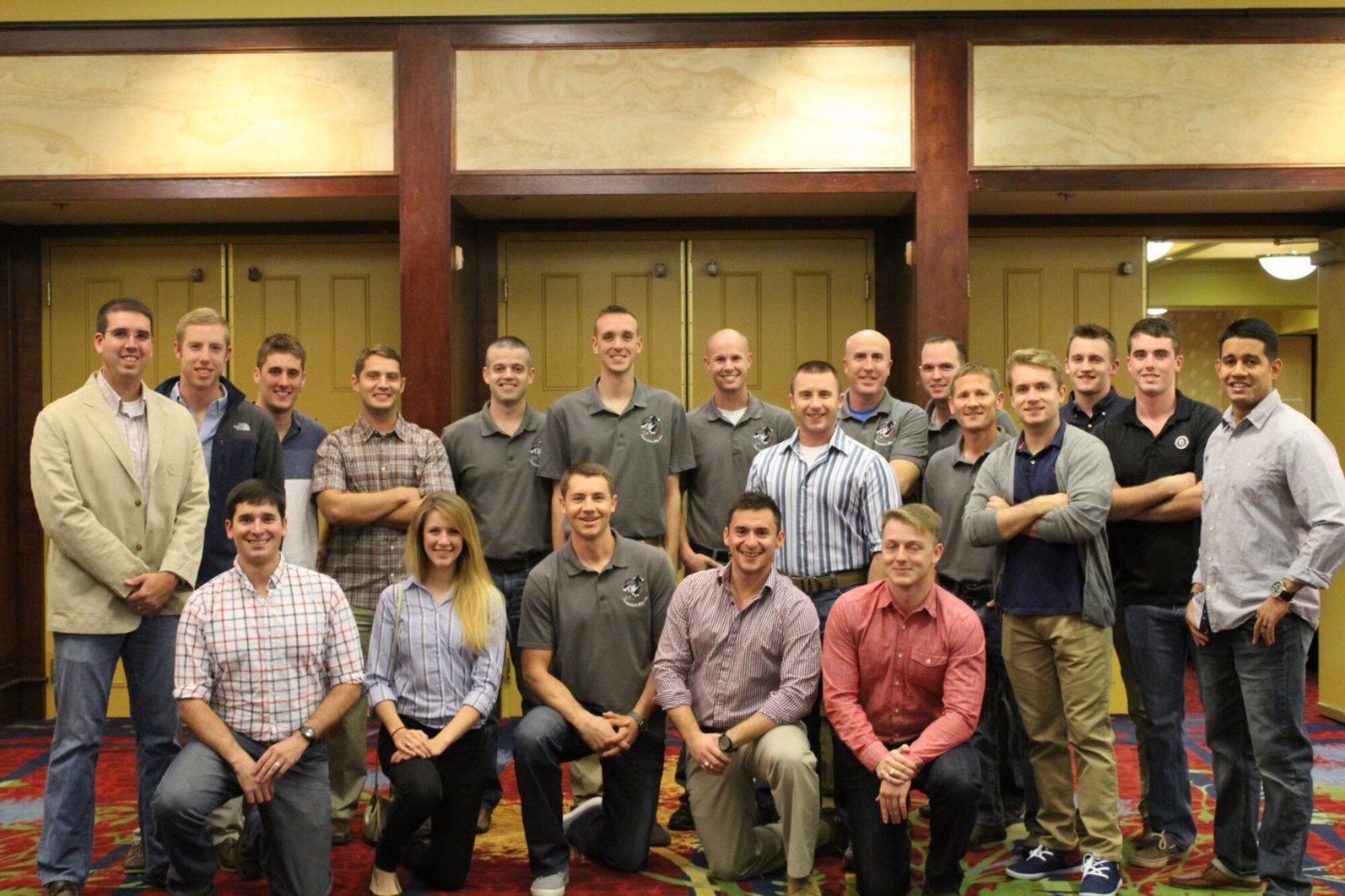 Airmen from the 48th Flying Training Squadron attend a reunion in Colorado Springs, Colorado, Oct. 10-12. Eight instructor pilots and 16 T-1A Jayhawk Specialized Undergraduate Pilot Training students went on a student cross-country mission that included training stop-ins in Colorado, Texas and Oklahoma. (Courtesy photo)