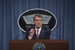 Defense Secretary Ash Carter announces his Women in Service Review during a press brief at the Pentagon, Dec. 3, 2015. DoD photo by Air Force Senior Master Sgt. Adrian Cadiz