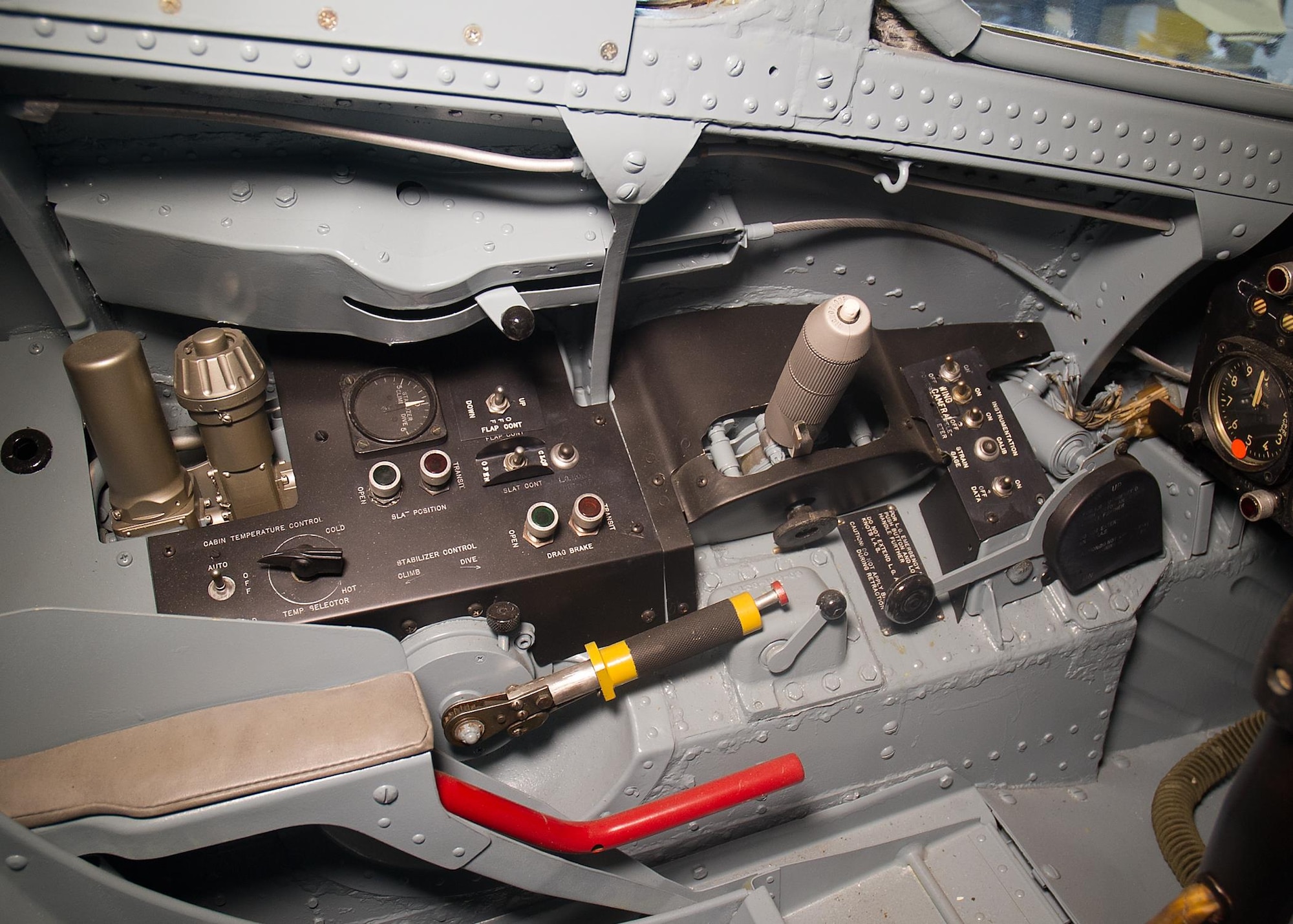 Bell X-5 cockpit in the Research & Development Gallery at the National Museum of the United States Air Force. (U.S. Air Force photo by Ken LaRock)