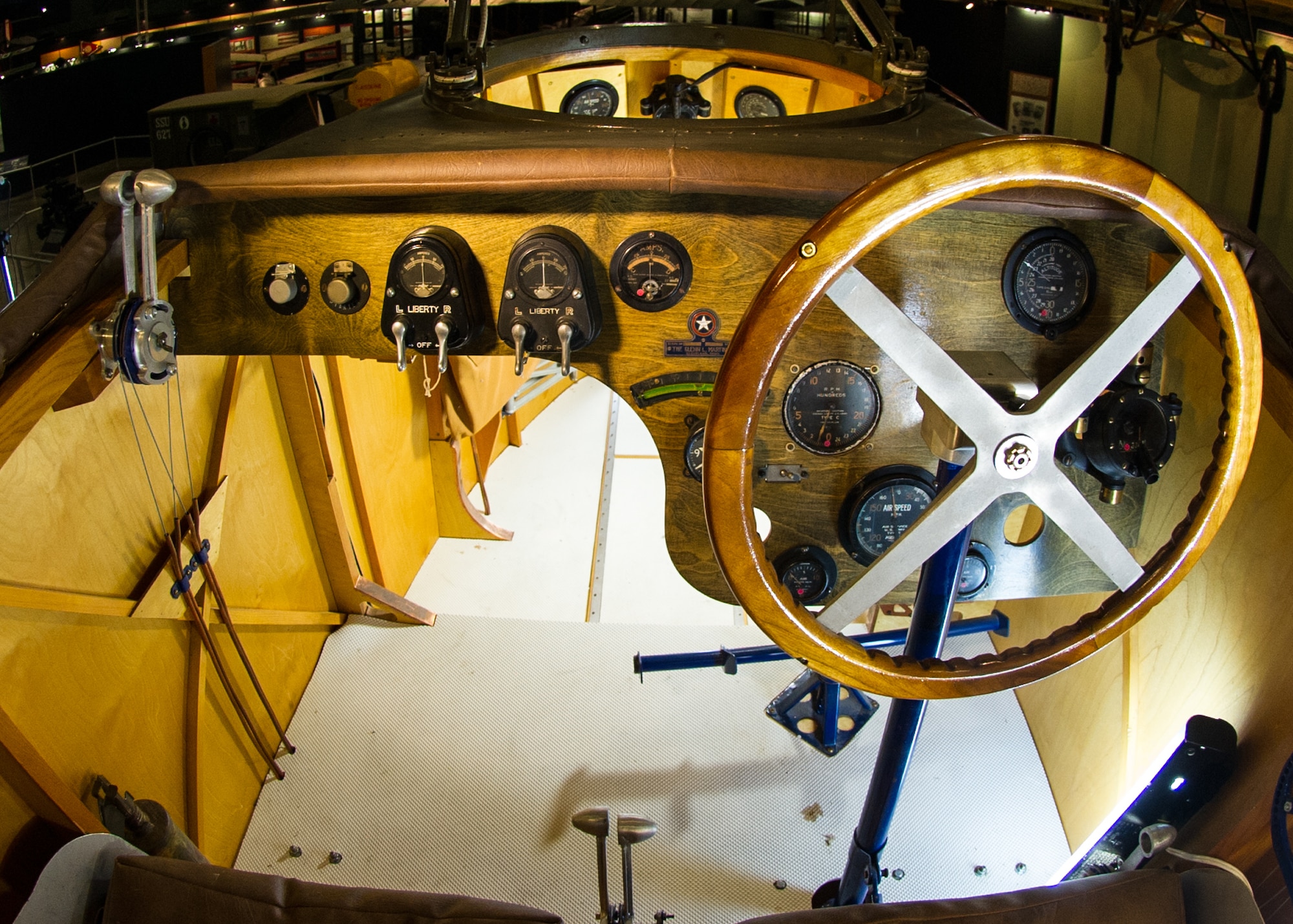 Martin MB-2 cockpit in the Early Years Gallery at the National Museum of the United States Air Force. (U.S. Air Force photo)