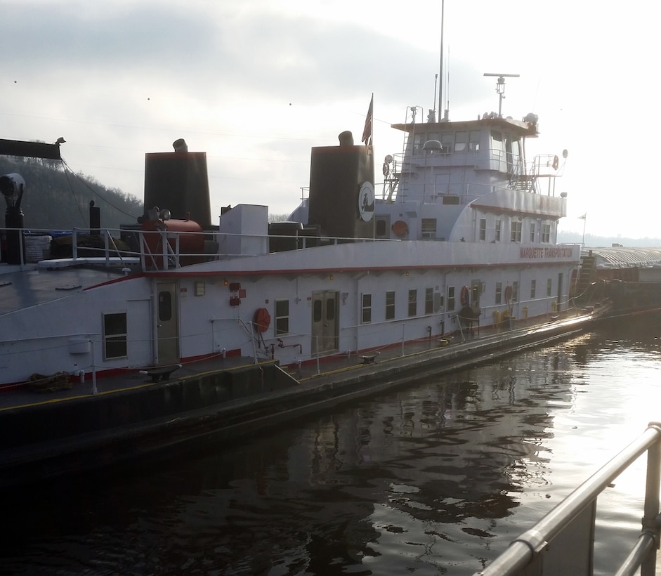 ST. PAUL, Minn. -- The Motor Vessel Charlie G is locked through Lock and Dam 2, near Hastings, Minnesota, Dec. 3, 2015. The vessel is the last tow to head south for the 2015 navigation season.