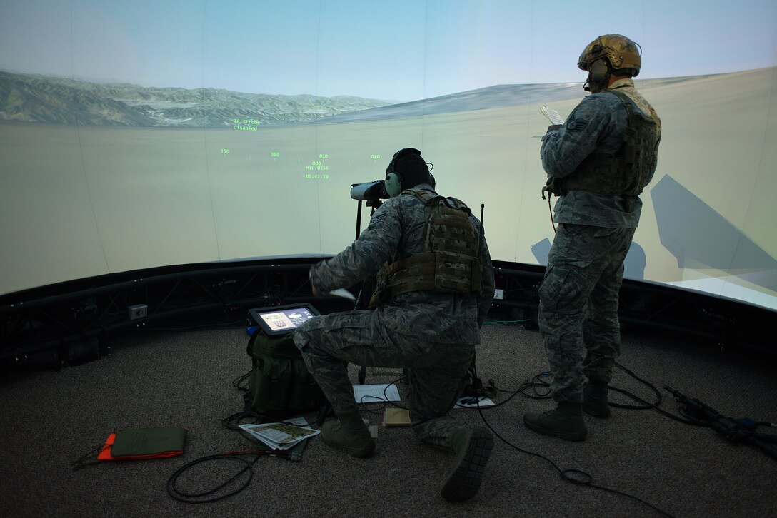 Airmen from the 146th Air Support Operations Squadron, Will Rogers Air National Guard Base, Oklahoma City, along with current and retired service members from Iowa and Florida, remotely demonstrated the use of the Air National Guard Advanced Joint Tactical Air Control Training Simulator for the first time as part of the Distributed Training Operations Center’s participation in the Interservice/Industry Training, Simulation and Education Conference in Orlando, Florida, Dec. 1-3, 2015.