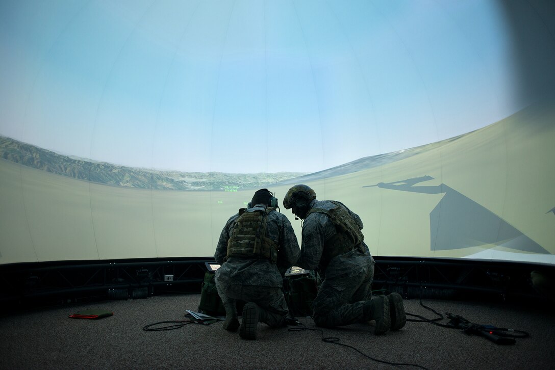 Airmen from the 146th Air Support Operations Squadron, Will Rogers Air National Guard Base, Oklahoma City, along with current and retired service members from Iowa and Florida, remotely demonstrated the use of the Air National Guard Advanced Joint Tactical Air Control Training Simulator for the first time as part of the Distributed Training Operations Center’s participation in the Interservice/Industry Training, Simulation and Education Conference in Orlando, Florida, Dec. 1-3, 2015.