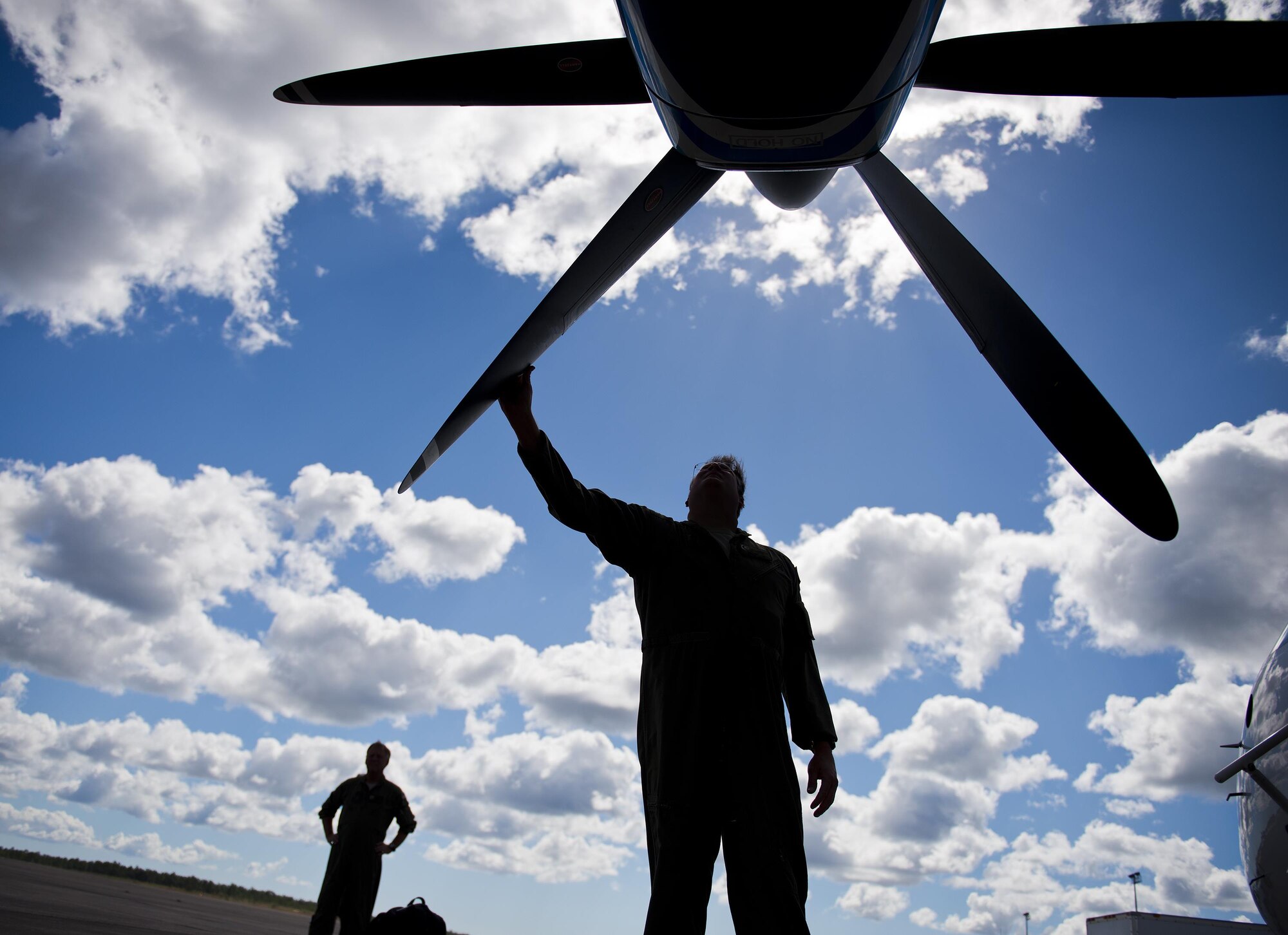 Senior Master Sgt. Bill Bethke, 711th Special Operations Squadron, completes his postflight checks on a C-146 Wolfhound at Duke Field, Fla., Oct. 21.  The Air Force Special Operations Wing aircraft are used specifically in the training and operation of the 919th Special Operations Wing’s nonstandard aviation mission.  (U.S. Air Force photo/Tech. Sgt. Sam King)