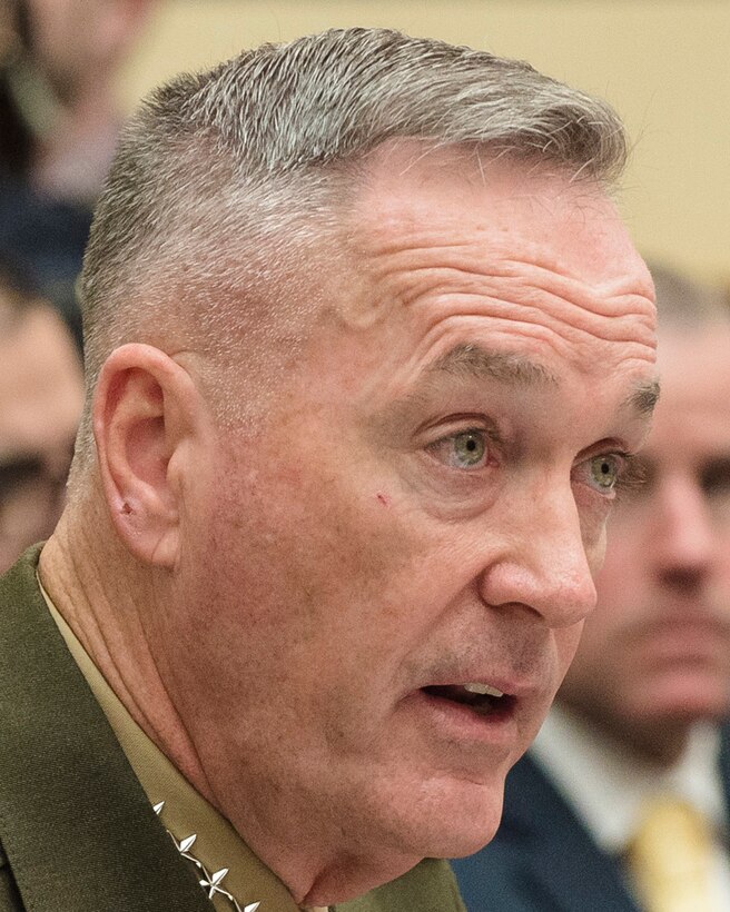 Marine Corps Gen. Joseph F. Dunford, Jr., chairman of the Joint Chiefs of Staff, testifies alongside Secretary of Defense Ash Carter, during a House Armed Services Committee hearing on Capitol Hill, Dec. 1, 2015. DoD photo by Army Staff Sgt. Sean K. Harp 
