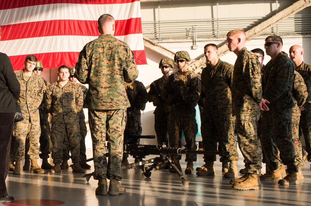 U.S. Marine Corps Gen. Joseph F. Dunford Jr., chairman of the Joint Chiefs of Staff, talks with U.S. Marines on Naval Air Station Sigonella, Italy, Dec. 5, 2015. DoD photo by D. Myles Cullen