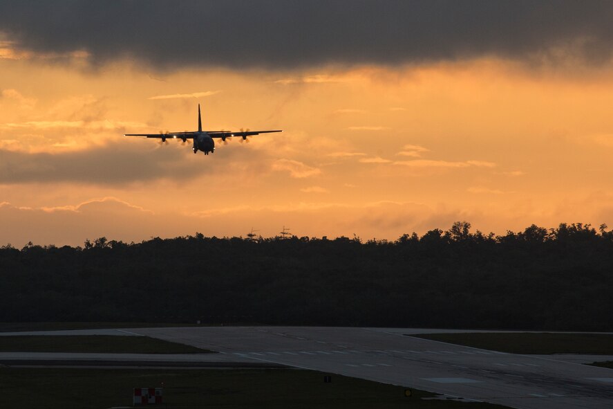 A C-130J Super Hercules from the Royal Australian Air Force arrives for Operation Christmas Drop, Dec. 4, 2015, at Andersen Air Force Base, Guam. Operation Christmas Drop 2015 is the first ever trilateral training event that includes additional air support from the Japan Air Self-Defense Force and RAAF. (U.S. Air Force photo by Osakabe Yasuo/Released)