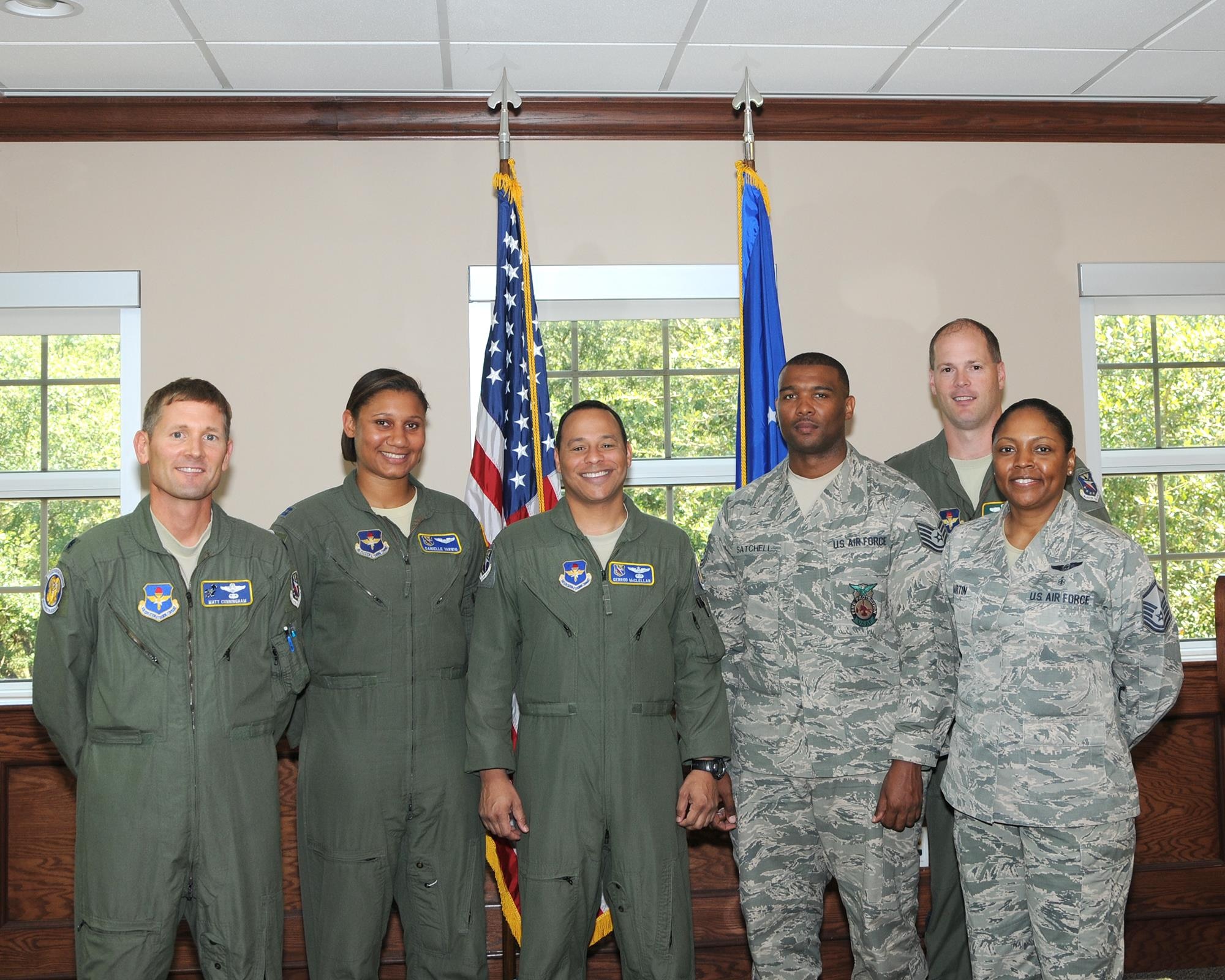 The Inspector General team poses for a photo after swearing the IG oath Aug. 5 on Columbus Air Force Base, Mississippi. The Inspector General office has grown from a one-man-show to a team of seven individuals trained to handle any task they come across. (U.S. Air Force photo/Melissa Doublin)