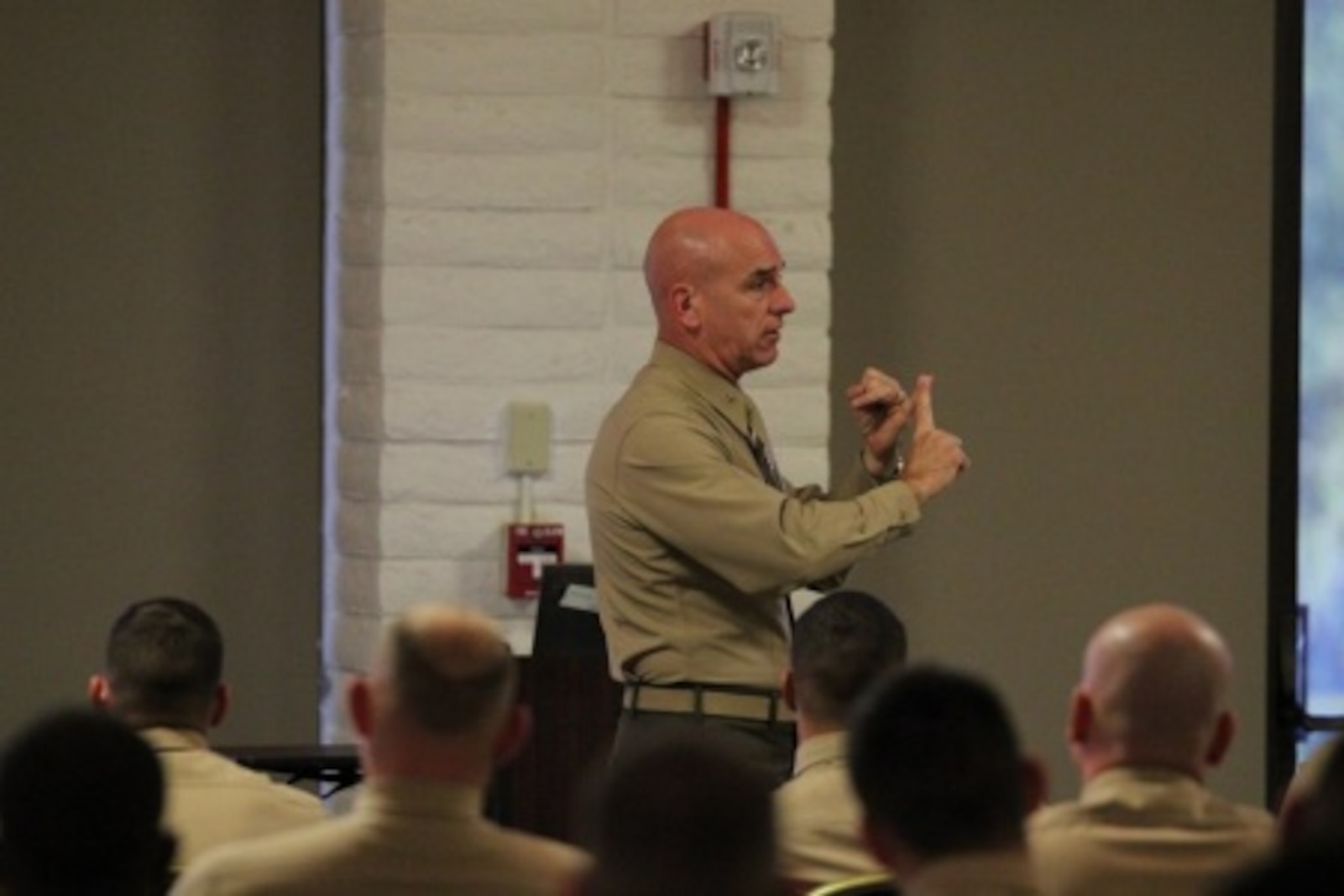 Brig. Gen. David A. Ottignon, the 1st Marine Logistics Group Commanding General, spoke at the Staff Sergeant's Seminar aboard Marine Corps Base Camp Pendleton Friday, Nov. 20. Newly selected and promoted staff sergeants gathered at this seminar to gain insight on expectations of a staff NCO from the senior enlisted and officers' perspective.