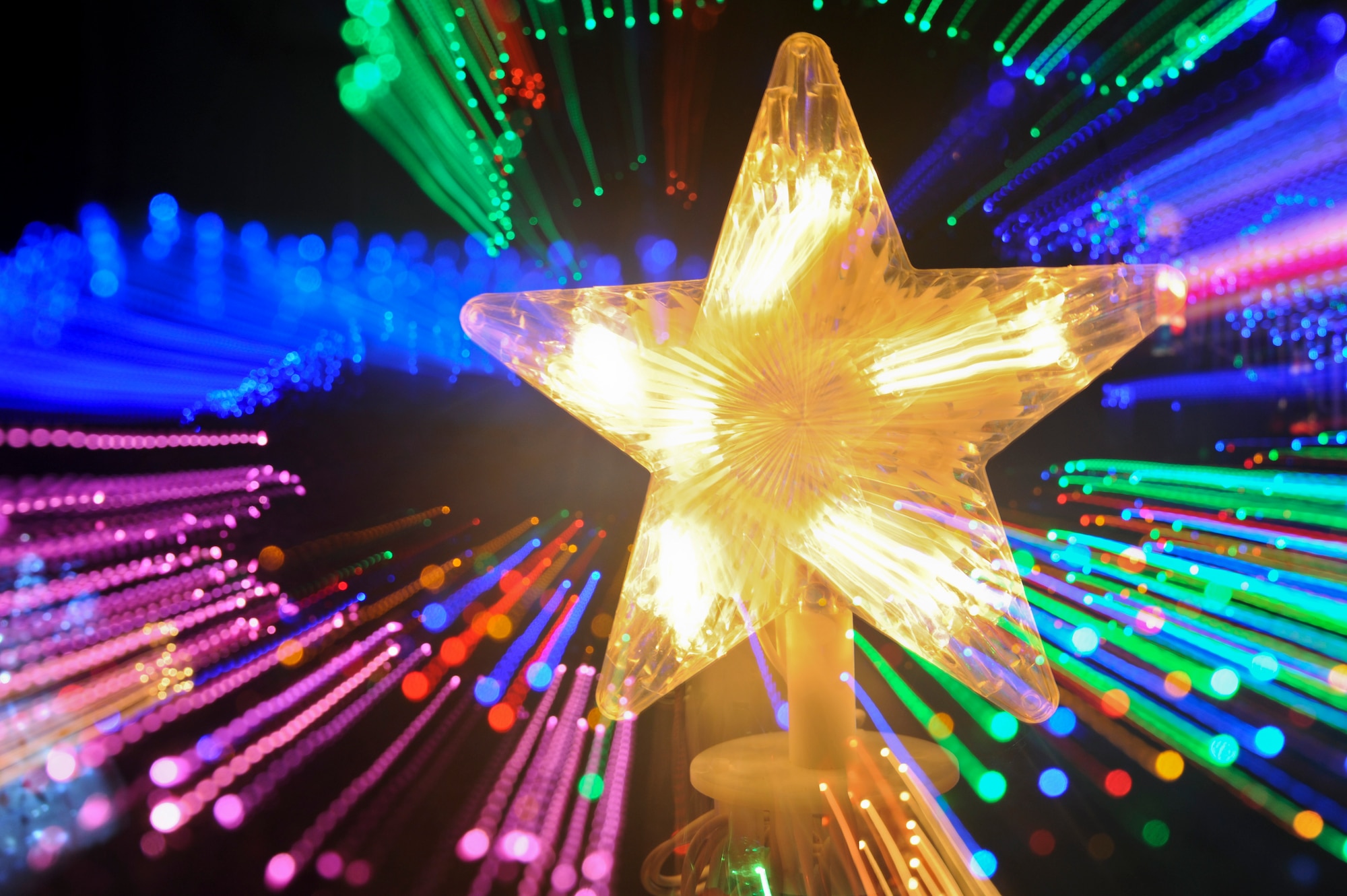 A star decoration shines in the dark as part of the Groover family’s holiday light display on Constellation Boulevard at MacDill Air Force Base, Fla., Dec. 2, 2015. Every evening from 6-10 p.m., the decorations light up the street from a mile away. (U.S. Air Force photo by Senior Airman Danielle Quilla)