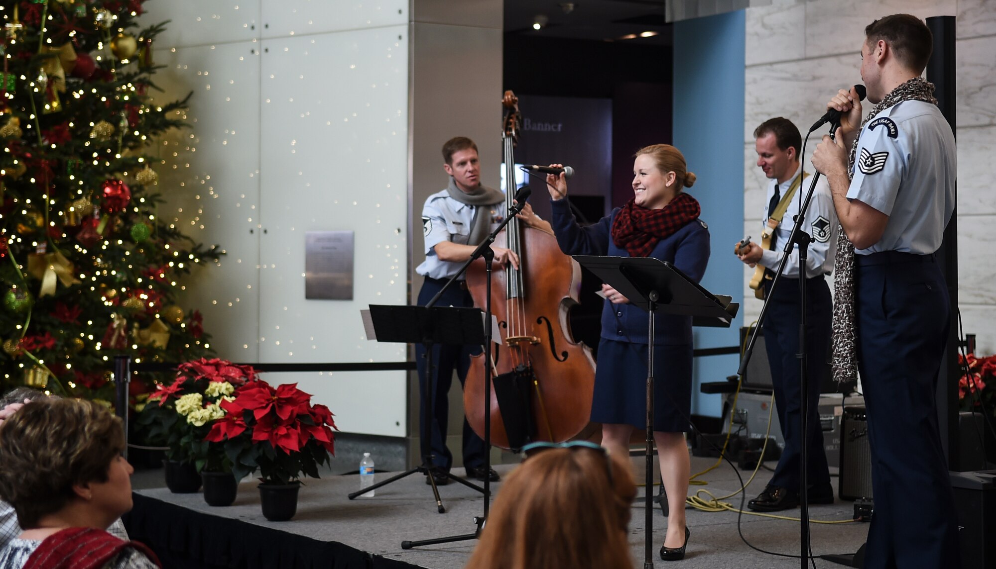 The Singing Sergeants perform during the Smithsonian Holiday Festival at the National Museum of American History, Dec. 5, 2015, in Washington, D.C. The group is one of six musical ensembles that comprise the U.S. Air Force Band, and performed for an audience of approximately 2,000 people. (U.S. Air Force photo by Senior Airman Mariah Haddenham/ Released)